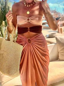 Fashion Color Block Cut Out One Piece Swimsuit Luxury Bikini And Cover Up Elegant Bathing Suit For Women Beachwear