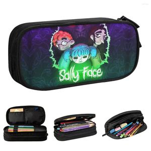 Sally Face Game Pencil Case di Pen Box Cine Box Girl Boys Big Storage Students Student Gifts Bouch