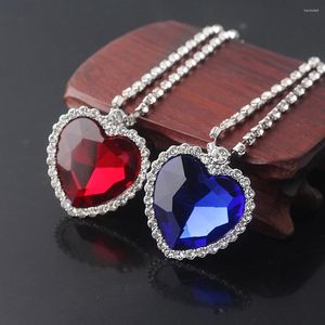 Pendant Necklaces 20PCS TITANIC Heart Of Ocean Blue Love Forever Necklace Sea With And Red Crystal Chain Party Jewelry