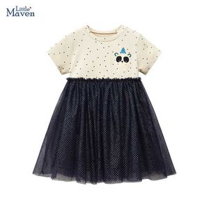 Kız Elbiseleri Küçük Maven 2024 Koreli Çocuk Yeni Giyim Bebek Kız Bebek Yaz Pamuklu Çocuklar Günlük Giyim Karikatür Panda Çocuk Kişisi Dressl2405