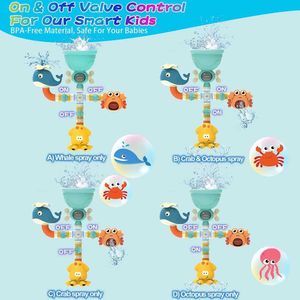 RHNH Bath Toys Baby Bath Toys BathTub Diy Pipes Rör Bad Tid Vatten Spel Spray Simning Badrum Leksaker för småbarn Kids Presents Birthday Present D240507