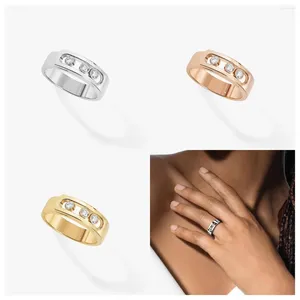 Rings de cluster Anel de moda de casal de homens e mulheres Jóias de luxo S925 STERLING SLATER RING MOVIMENTO DIAMENTO DIAMENTO PRESENTE