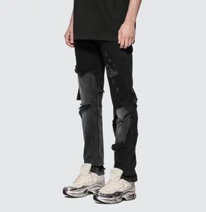 RAF high street pants Simons washed double layer destruction deconstruction stitching holes Slim Fit Jeans Pants V50V8465406