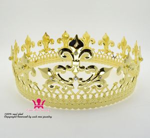 Majestic Queen King Full Gold Crown Men And Women Royal Prince Headwear Cosplay Metal Party Show Prom Hair Accessories MO0762237525