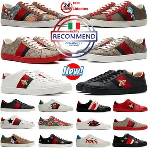 Shoes Designer Bee 2024 High Quality Cartoon Ace Leather Snake Embroidery White, Green Red Stripes Classic Men's and Women's Casual Outdoor Sneakers with box