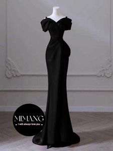 Bateau Black Evening Dress Banquet Demprament Demporment Demormaid Dress платья женская легкие роскошные летние выпускные платья Quinceanera платья