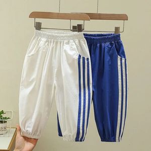 Summer Girls Boys Sports Long Pant Baby Kids Children Thin Trousers Two Colors 240430