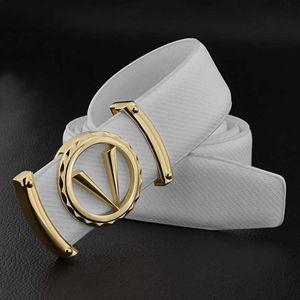 Bälten 3.3 cm Luxury Letter V Belt Men Designer äkta högkvalitativt läderbältesvarumärke midja remmen Male Cowhide White Ceinture Homme Y240507