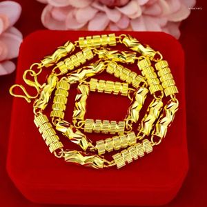 Chains Wholesale Of Gold Solid Car Flower Necklaces 18k Men's Domineering And Fashionable Large Cylindrical