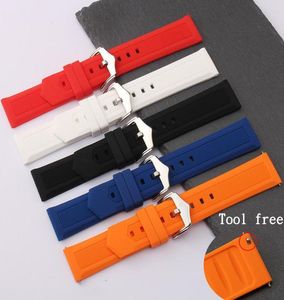 Watch Bands Watchband 16mm 18mm 19mm 20mm 22mm 24mm Black White Red Orange Blue Silicone Rubber Diver Band Straps Waterproof Tool 3762038