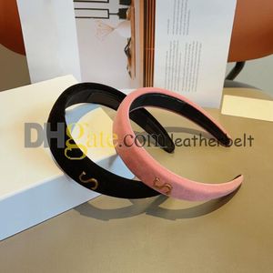 Luxus Samt Haarbänder Retro Metal Letter Stirnbänder Frauen Designer Hair Hoop Solid Color Stirnband mit Box