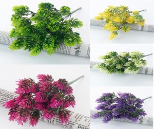 35 headsbundle Pine Cone Simulation Pineapple grass artificial plants DIY home vases for decoration fake plastic flower pompon7418009