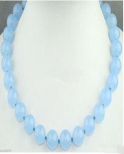 10mm naturligt ljusblå jade rund ädelstenhalsband 20inch08206234