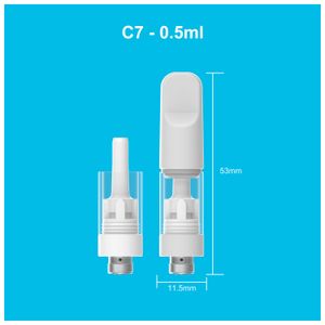 2024 Nowy zbiornik 0,5 ml 1,0 ml 2,0 ml ceramiczny kaset PVC Pakowanie 510 nici Atomizer Pusta olejem 2,0 mm Otwory olejowe Białe Zezwalaj na dostosowanie UE USA