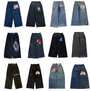 JNCO szerokie nogi jeansy streetwear Men Y2K Retro Hip Hop Harajuku Wysokiej jakości haftowane dżinsowe spodnie swobodne workowate spodnie 240426