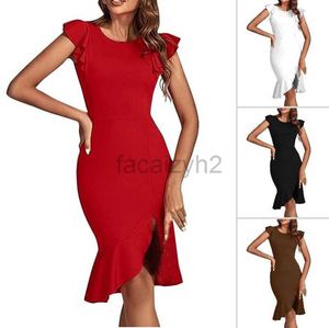 Casual Dresses Designer Dress 2024 Ny klänning Kort ärm Ruffled rund hals oregelbunden hem lång kjol plus storlek klänningar