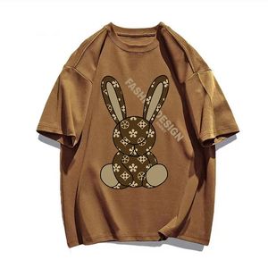 Brand Rabbit Cotton Shirt da uomo 100% Mens Pure Color Women Thirts Tround Collar T-shirt Top-Shirt Maglietta