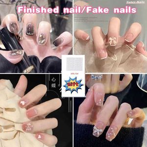 Nagelgel 24 Teile / Box Wear Short False jeweils zum Senden von Gelee -Aufklebern Patch zeigen Weiß Q240507