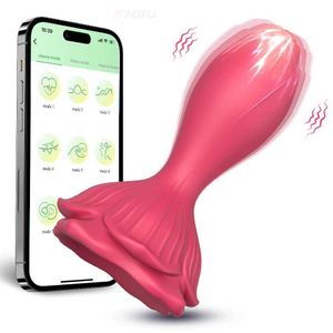 Outros itens de beleza da saúde App Rose-Toy Bluetooth Anal Plug Plug Vibrator para mulheres Plug plug massager massager masturbador bens adultos s para homens y240503