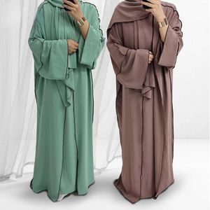 Roupas étnicas Turquia do Oriente Médio Dubai Cardigan Cardigan vestido de cor em coragem de três peças para mulheres