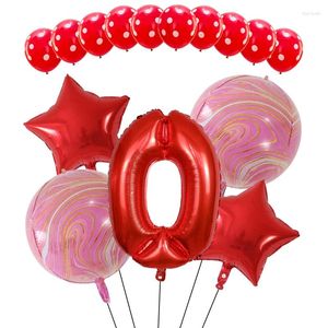 Parti dekorasyonu 2 adet 22 inç 4d pembe alüminyum folyo balonlar 10 kırmızı lateks balon 18 yıldız 0-9 sayılar doğum günü yıldönümü dekor