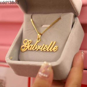 Pendant Necklaces Pendant Necklaces Gold Box Chain Custom Jewelry Personalized Name Necklace Handmade Cursive Nameplate Choker Women Men Bijoux BFF Gift