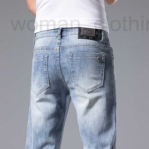 Men's Jeans Designer Spring light denim trendy mens slim fit elastic Hong Kong high-end spring/summer leggings A706