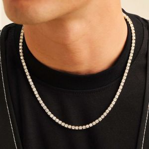 Real Moissanite Diamond Sterling Sier Necklace Vs Clarity Iced Tennis Chain Tesfied Tested and Garantited Men's