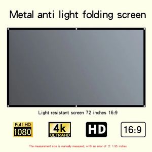 16 9 Skala Tragbarer schwarzer Rand mit Löchern Metall Antilight Vorhang 30133 Zoll Home Outdoor Office HD Projector Screen 240430