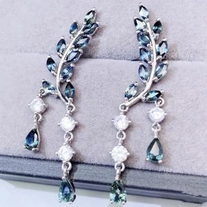 Dangle Earrings Natural Real Sapphire Drop Earring Luxury Leaves Style 0.15ct 20pc 0.35ct 4pc Gemstone 925 Sterling Silver Fine Jewelry