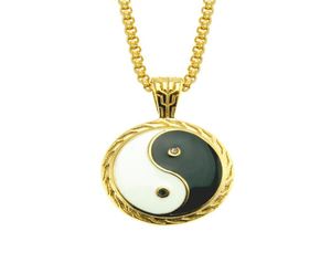 Collane a sospensione ascona hip hop tai chi yin yang rack crack in argento sterling women naturale spinello nero tondo gemstone4849074