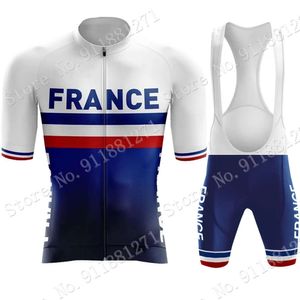 Cykeltröja Frankrike National Set French Retro Clothing Road Bike Blue Shirts Suit Bicycle Bib Shorts Mtb Ropa Maillot 240508