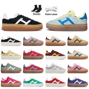 2024 New Fashion Bold Platform Sneakers Designer Dress Shoes Women Black Gum Almost Blue Yellow True Pink Green Cream Cloud Runners Suede Leather Trainers Size 36-40