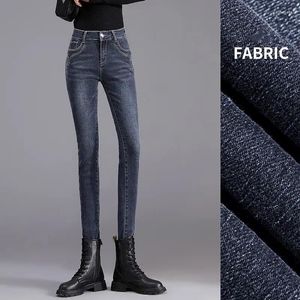 Frauen Jeans Skinny Womens Hohe Taille 2024 Korean Mode Stretch Jeanshose für Damen Casual Bleistift Hosen schlanker Fit Femmel