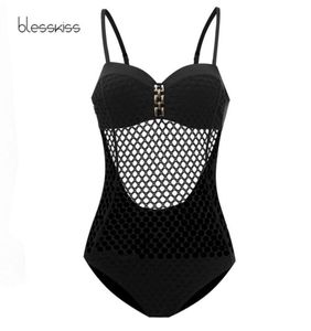 Sexy One Piece Swimsuit Push Up Women Women 2021 Mesh Sheer Monokini Suit Trikini per bagno Bikini arancione Bikini1897851