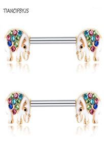 Tiancifbyjs Nippel Langhantel piercing Ohrring Carlitage 14g Edelstahl Ganzkörperschmuck Kristallwarzen Ringe Riegel 20pcs15928987