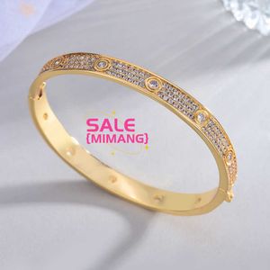 Tasarımcı Cartres Bangle Moda Basit Çift Sıralı Elmas Tam Bilezik 18K Altın Gül Yüzük Kız Arkadaşları Aksesuarları Btln