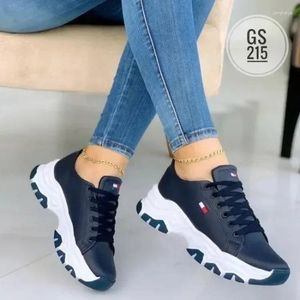 Casual Shoes Women's Thick Sole Pu Lace Up Outdoor Flat Sports Zapatillas Mujer Chaussure Femme