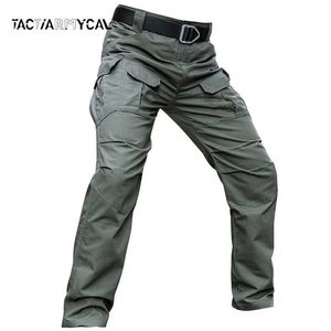 Calças táticas militares de jeans masculinos calças de carga de bolso multi -bolso preto calças masculinas verdes para caminhar ao ar livre calças à prova d'água e respirável j240507