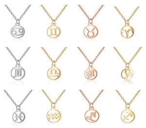 Sinogaa Edelstahl Zodiakzeichen Halsketten Anhänger 12 Sternbild Schmuck Jungfrau Leo Taurus Gemini Halskette Frauen Collar9548584