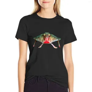 Kvinnors polos röd-lippad batfish rolig konstig djur t-shirt grafik sommar topptryck skjorta för flickkläder