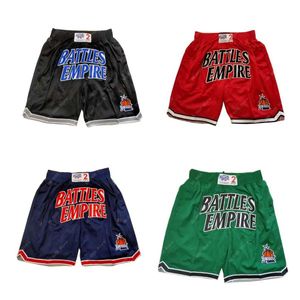 Mäns shorts basketballshorts strider Empire 2 Fyra fickor Sybroderi Sport utomhus strandbyxor svart röd blå 2023 Ny T240507