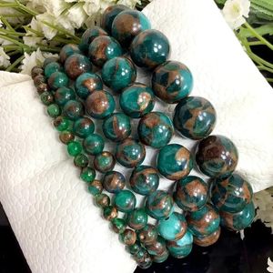 Strand Green Variscite Impression Cloisonne Jasper Bracelet Calming Healing Balancing Stretchy Gemstone Reiki Jewelry