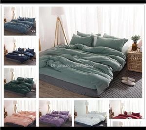 Conjuntos de cor sólida 4 PCs Bedding Microfiber Cedal de cama azul marinho lençóis cinza Tampa de edredão Lençol conjunto XP0MU 8VOUK67269762470075