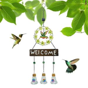 Dekorativa figurer Charmiga vindklockor Bird Feeder Anti-Ant Water Ornament Tie-Dye Flowers Design för utomhus veranda