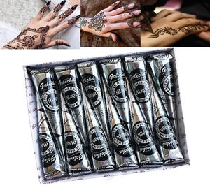 12pcs 25G Golecha Natural Mehndi Kına Konileri Geçici Dövme Çıkartması Mahndi Makyaj Gövdesi Paint1753451