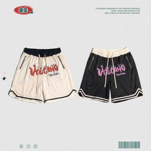 Men's Shorts BE Mens 2024 Summer American Drawstring Basketball Shorts Mens Fashion Brand Embroidered Mesh Shorts Capris Mens H240508