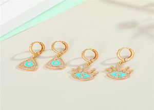 Metall Zirkon Dreieck türkischer Augenreizoopringe für weibliche Geschenkschmuck Bohemian Strass Eyelash Eye Kleiner Kreis Eearrings3747355