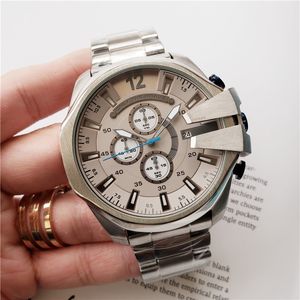 Men's Sport Quartz Calendar Watch DZ Full Function World Time Stainless Steel Large Dial Dual Movement 4502 Series