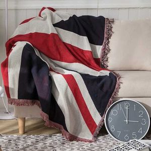 Filtar Stora UK USA Flag Union Jack Throw Filt Tapestry Bed Bread Outdoor Camping Beach Handdukar Soffa Stol Cover Mat Rug Tassel